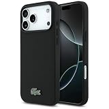 LACOSTE iPhone 17用ケース MagSafe対応 PUレザー モノグラム ゴールドロゴ おしゃれ スタイリッシュ 耐衝撃 スマホカバー ブラック