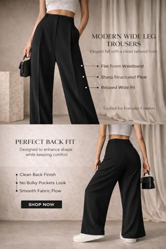 Image of Twill Regular Fit High-Waist Korean Trousers for Women & Girls | Casual Pants Outings