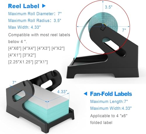Image of BRONTIX Multi Size Label Holder for Rolls and Fan-Fold Labels, Thermal Sticker Roll Holder for Desktop Thermal Printer Shipping Supplies