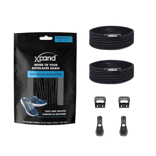 Xpand Quick Release Round-Lacing No Tie Shoelaces System with Elastic Laces - One Size Fits All Adult and Kids Shoes… (Solid Black)