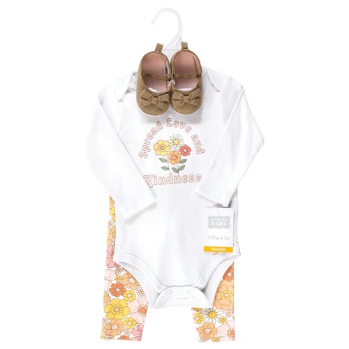 Image of Hudson Baby Unisex Baby Cotton Bodysuit, Pant and Shoe Set