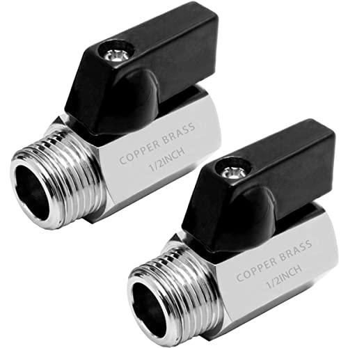 Fitvell Showerhead Shut Off Valve Brass Mini Ball Valve 1/2" Npt Male Female Thread Water Flow Control Valve With Polished Chrome Finish(Pack Of 2) #TOP7