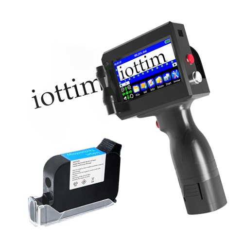 iottim Upgrade Handheld Inkjet Printer, Ink Jet Printer for Text QRCode Barcode Date Time Logo Batch Number Print on Metal Wood Glass Cloth Carton Plastic (Handheld Inkjet Printer)