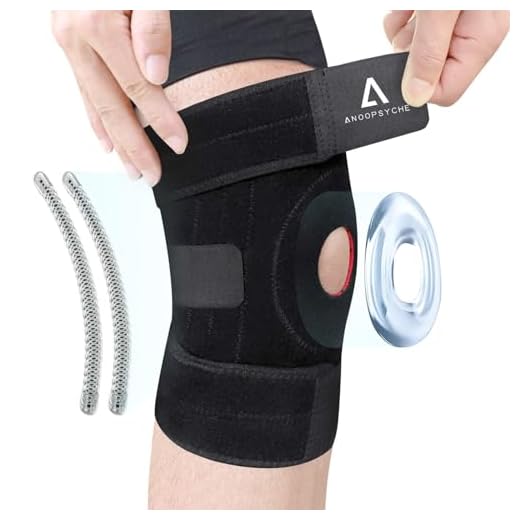 Anoopsyche Tutore Ginocchio, Neoprene Ginocchiera Sportiva Ortopedica con Stabilizzatori laterali e Patella Gel Pad per Sport Recupero Post Operatorio, Tre Strisce di Cinghie Magiche Regolabili