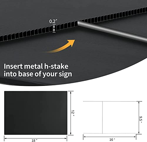 8 Pack 18 X 12 Inches Black Blank Yard Signs - Waterproof Corrugated Plastic Signs, Blank Yard Signs With Stakes For Gardens, Parks, Warnings, Fairs, Commercials, Advertising #TOP1
