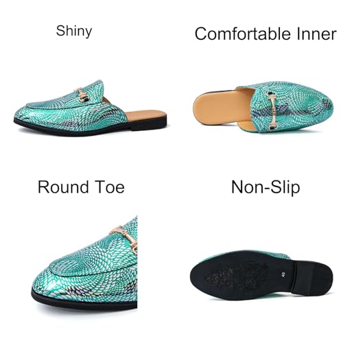 Mens Fashion Shine Patent Leather Slip-On Backless Mule Smoking Slippers Horsebit Loafers Round Toe Non-Slip Casual Shoes for Luxury Dress Wedding Party Prom2