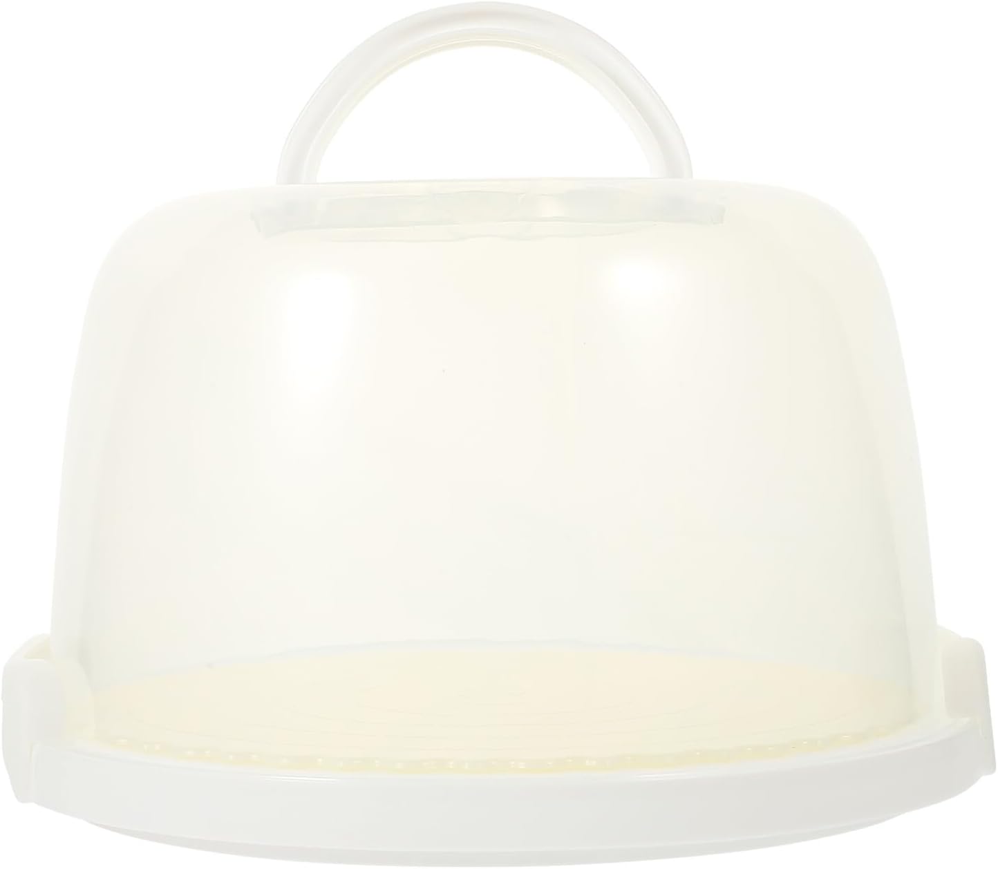 Portable 8-inch White Reusable Cake Carrier Box with Handle and High Dome Lid, Food-grade Plastic Cake Container for Parties and Travel