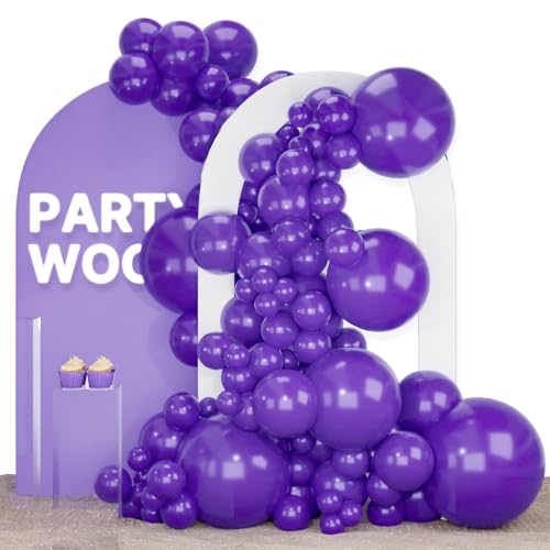 Image of PartyWoo Dark Purple Balloons 140pcs Different Sizes of 18 12 10 5 Inch Royal Purple Latex Balloon Arch Kit for Birthday Baby Shower Graduation Anniversary Bachelorette Party Decorations Purple-Y16