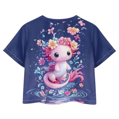 Image of Kids T Shirt Short Sleeve Crop Tops for Girls Summer Clothes Pullover Tees Shirt 5-14