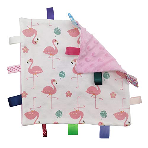 Image of Inchant Pink Tags Blanket for Baby Girl, Soft Plush Security Comforter Taggie Blanket