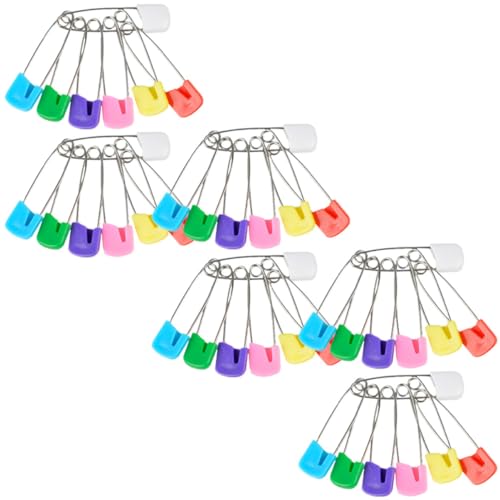 HAPINARY Baby Diaper Safety Pins 100pcs Large Safety Pins Locking Plastic Heads for Babies Safe and Durable Random Color