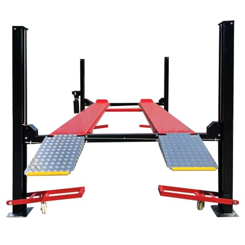 KT-4H950 Four Post Lift 9500 lbs Capacity, 110V 3.0 HP, Extra Wide 113", Max Lifting Height 84.5", Aluminum Ramps with Casters, Car and Truck Parking Hoist