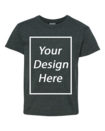Add Your Own Text Design Custom Personalized Youth Kids T-Shirt Tee (Medium, Dark Heather)