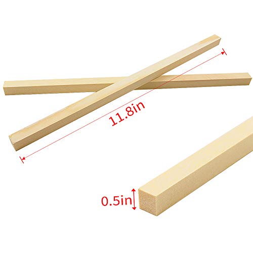 Billioteam 25 Pack Unfinished Wooden Square Dowel Rod,Hardwood Square Dowel Sticks For Diy Crafts Projects,Home Decor(1/2" X 12") #TOP1