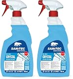 Sanitec, Crystal Anti Alone, Detergente Multiuso Profumato, Soluzione Ideale per Detergere e Rendere Brillanti Vetri e Specchi e superfici Senza Lasciare Aloni, 100% Made in Italy, Flacone da 750 ml