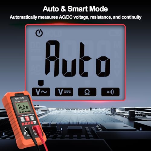 Image of Digital Multimeter Volt Meter TRMS 4000 Counts Auto-Range NCV Voltage Multi Tester Smart Electrical Car Battery Voltmeter AC /DC Volt, Ohm Resistance, Continuity with Test Leads Large LED Backlight