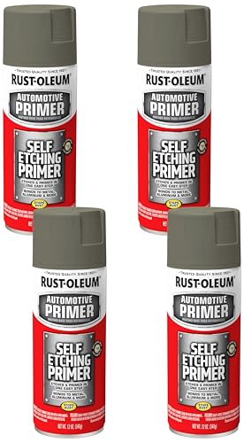 Image of Rust-Oleum 249322 Automotive Self Etching Primer Spray Paint, 12 oz, Dark Green (Pack of 4)