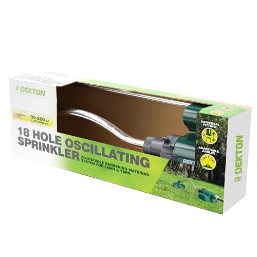 DEKTON 18-Hole Oscillating Sprinkler | Adjustable Coverage Up to 2800 Sq Ft | Ideal for Lawns and Gardens | Durable Construction | Easy Setup & Operation | Efficient Watering Solution -  Avron Trading Ltd, DTG6320