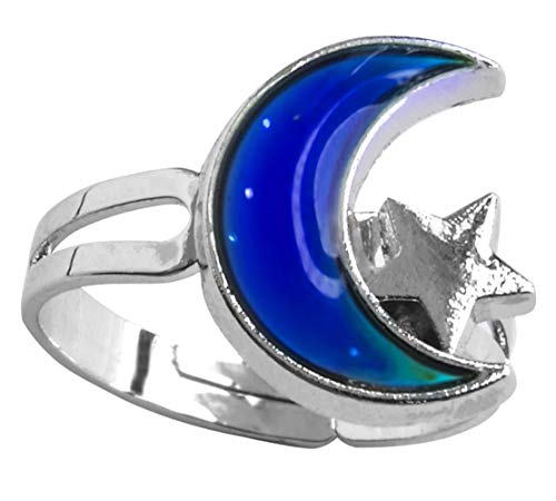 Acchen Mood Ring Moon Star Changing Color Emotion Feeling Finger Ring with Box