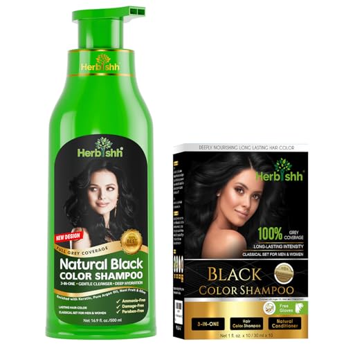 Herbishh Black 3 in 1 Hair Dye Shampoo 500 ML + Travel Size Pack