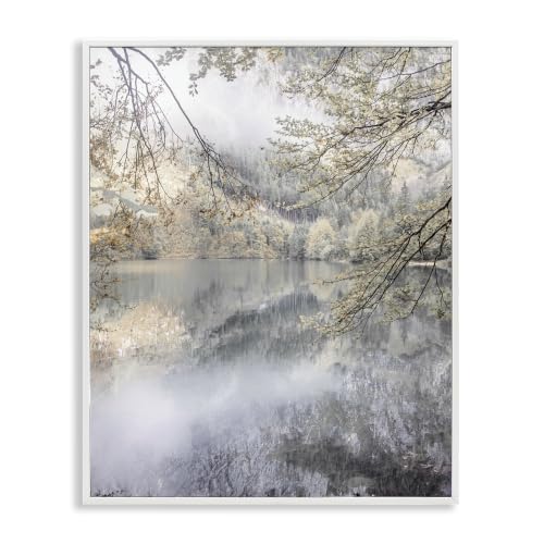 Foggy Pond Landscape Reflection, 11 x 14 Inch Framed Giclée Print