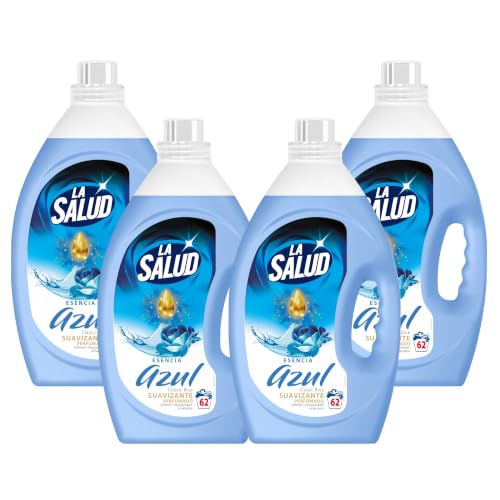 Pack de 4 Suavizante Azul La Salud 2,8 L | Total 11,2 L | Formato Ahorro | Suavizante Perfumado Esencia Azul Classic Blue | Hasta 248 Lavados