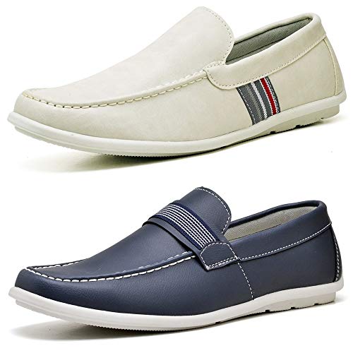 Kit 2 Pares Sapato Mocassim Zaru Gorgeus R3000 e R3002 (43, Branco/Gelo)