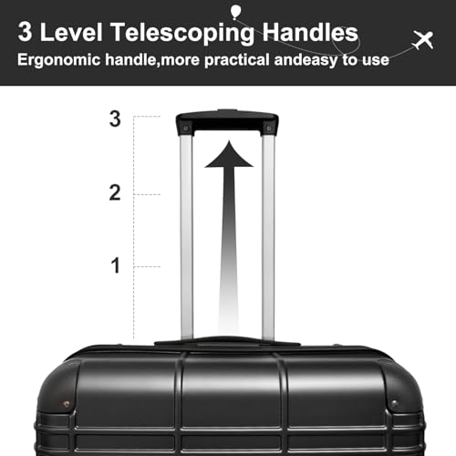 Luggage Sets Abs+Pc Hardshell 4Pcs Luggage Hardside Lightweight Spinner Wheels Suitcase With Tsa Lock (12/20/24/28), Black3