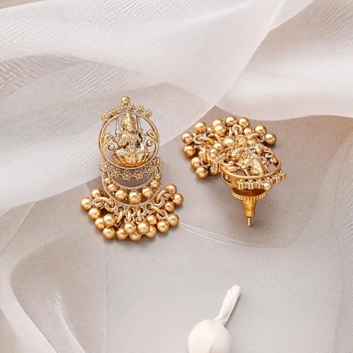 Image of Rubans Gold Plated Temple Necklace Set Traditional Statement Jewellery Gift for Women & Girls