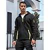 Jamron Mens Plus Size Quarter-Zip Hoodie Pullover Sweatshirts Casual Sports Jacket with Multi Pockets SN0708243 Black 5XL #2