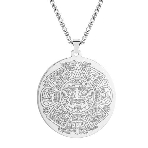 Pendentif en argent calendrier maya amulette contre la monotonie du look
