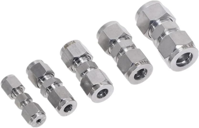 1PC Stainless Steel Pipe and Two Ferrule Tube Fitting 304 SS Pipe Straight Fitting 1/4"