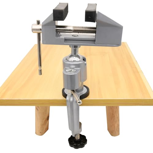 Image of 3 Inch Universal Swivel Table Vise,Rotates 360° Table Clamp,Adjustable Jaws for Jewelry Making,Model Building, Portable Workbench Vise