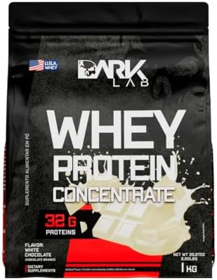 Whey Protein Concentrado Dark Lab, 1kg, Chocolate Branco, Ganho d...