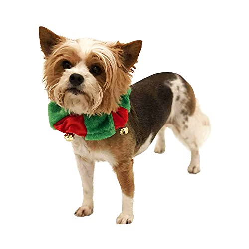 Midlee Red/Green Christmas Plush Bell Collar (Large) #TOP1