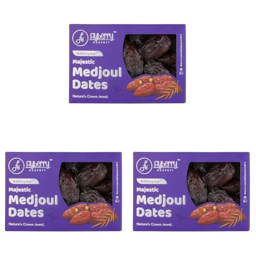 Image of Flyberry Gourmet Jumbo Medjoul (Medjool) Dates | Rich Source of Potassium & Iron | No Added Sugar or Preservatives | Low GI Energy Snack | Khajoor | Khajur | 500 g (Pack of 3)