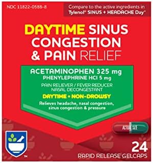 Rite Aid Non-Drowsy Daytime Sinus Congestion & Pain Relief, Rapid Release Gelcaps - 24 Count | Nasal Decongestant | Cold Medicine for Adults | Allergy Medication | Allergy Relief | Sinus Relief