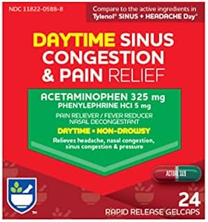 Rite Aid Non-Drowsy Daytime Sinus Congestion & Pain Relief, Rapid Release Gelcaps - 24 Count | Nasal Decongestant | Cold Medicine for Adults | Allergy Medication | Allergy Relief | Sinus Relief