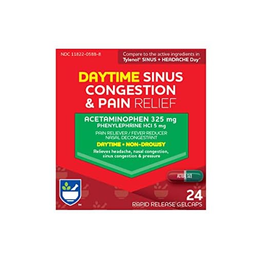 Rite Aid Non-Drowsy Daytime Sinus Congestion & Pain Relief, Rapid Release Gelcaps - 24 Count | Nasal Decongestant | Cold Medicine for Adults | Allergy Medication | Allergy Relief | Sinus Relief