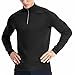 Zengjo Mens 1/4 Zip Long Sleeve Shirt(Black,M)