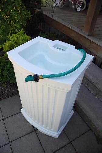 Mayne Madison Rain Catcher - White - 9.5in L x 22.5in W x 35in H - Includes 3ft overflow hose & 4ft garden hose (5847-W)