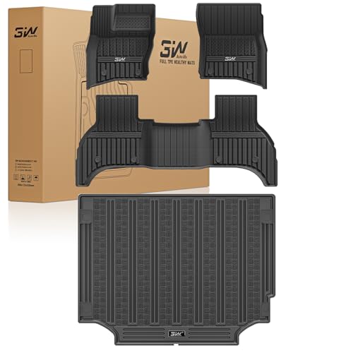 3W Floor Mats&Cargo Liner Fit Land Rover/Range Rover Defender 110 (4 Doors 5 Seat Only) 2020-2024 2025 (Not for Defender 110s/Rubber Flooring), TPE All Weather Custom Fit Floor Liner Full Se