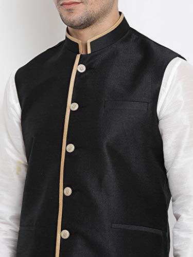 Image of VASTRAMAY Men's Beige Cotton Silk Blend Ethnic Jacket