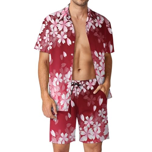 Chemise Hawaïenne Hommes ensemble été 2 pièces avec short pantalon de plage