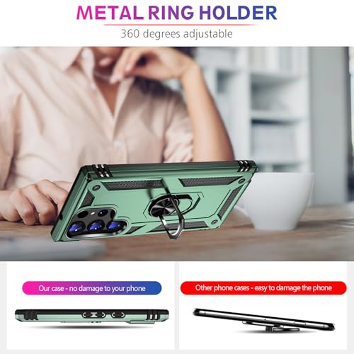 Image of for Samsung Galaxy S26 Ultra Case with Screen Protector, Heavy Duty Military Grade Shockproof Rugged Protective Cover for Samsung S26 Ultra Phone Case with Metal Ring Magnetic Kickstand (Green)