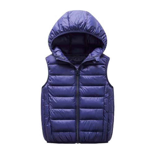 Boys Girls' Puffer Vest Sleeveless Quilted Vest Zipper Hooded Down Puffy Jacket Kids Winter Warm Gilet Waistcoat