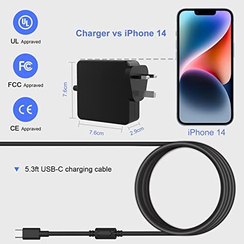 90W 87W USB C Power Adapter, Type C PD Laptop Charger Power Supply Adapter Cord for MacBook/Pro, Samsung,Lenovo, ASUS, Acer, Dell, HUAWEI, HP and More Type C Devices