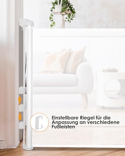derimkcoa 2 Pack Treppenschutzgitter Ausziehbar für Babys, 0-140 cm Baby Absperrgitter Türschutzgitter Treppenschutzrollo,Tierschutzgitter Geeignet für Treppen/Türen/Innen & Außen (Weiß)