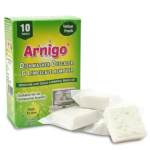 Image of Arnigo Dishwasher Descaler & Cleaner (10 Tablets) - 5 MONTH SUPPLY | Removes Limescale, Odour Causing Residue & Enhances Efficiency | Compatible with All Dishwasher Brands