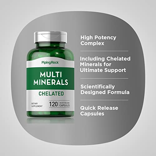 Piping Rock 651 Mega Multi Mineral Chelated Supplement | 120 Capsules | Iron Free thumb #3